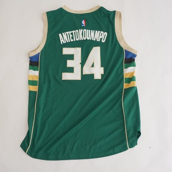 Adidas Swingman Milwaukee Bucks Antetokounmpo #34 Green & White NBA Jersey XL - Picture 11 of 14